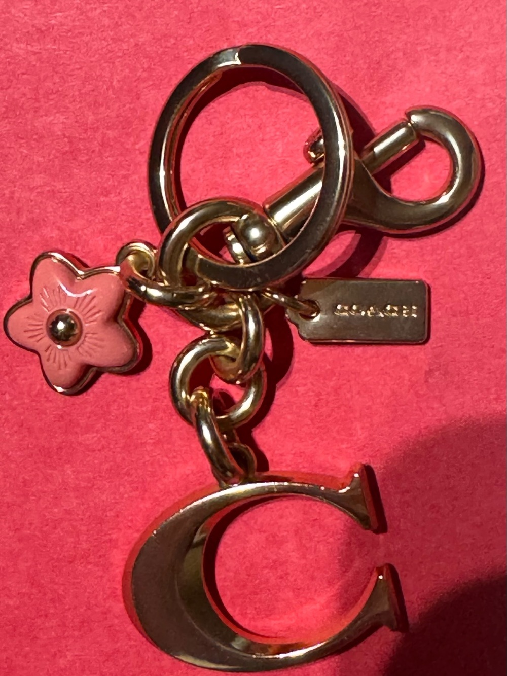 Coach Tea Rose Gold-Tone Keyring Bag Charm - Picture 7 of 16